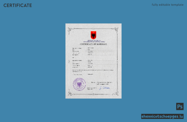 Albanische Heiratsurkunde (PSD-Beispielvorschau)